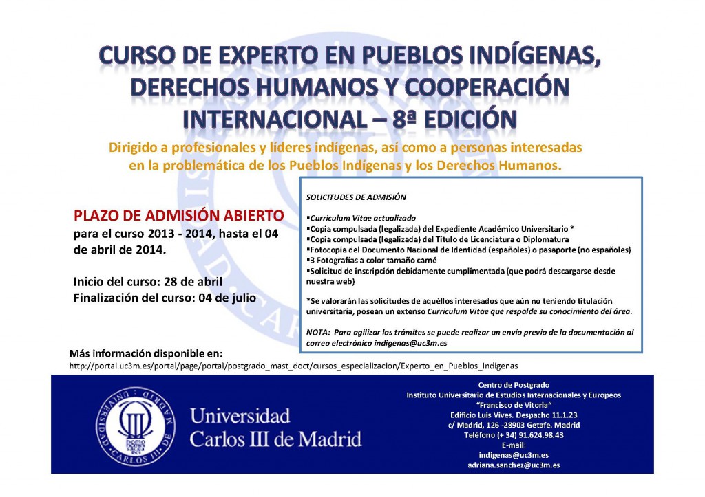 8a EDICION CURSO EXPERTO PUEBLOS INDiGENAS